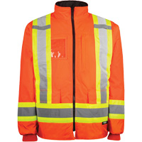 High-Visibility 7-in-1 Jacket, Polyester, High Visibility Orange, X-Small Pryde Industrial Inc.