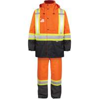 High-Visibility 150-Deniers Rain Suit, Polyester, Small, High Visibility Orange Pryde Industrial Inc.