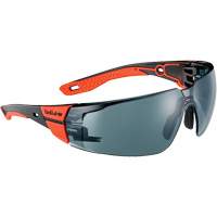 Lunettes de s&eacute;curit&eacute; RUSH+ 2.0 avec monture noire et rouge, M/G, Lentille Fum&eacute;e, Antibu&eacute;e/Anti-&eacute;gratignures, ANSI Z87+ Pryde Industrial Inc.