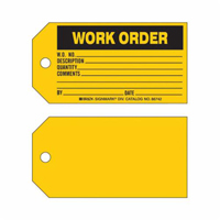 "Work Order" Tag, Paper, 5-3/4" W x 3" H, English Pryde Industrial Inc.