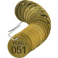 &eacute;tiquettes num&eacute;rot&eacute;es pour vannes PLPG, # 051-075, Laiton, 1,5" dia. Pryde Industrial Inc.