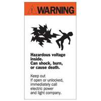 "Warning Hazardous Voltage" Sign, 8" x 4-1/2", Acrylic, English with Pictogram Pryde Industrial Inc.