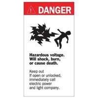 "Danger Hazardous Voltage" Sign, 8" x 4-1/2", Acrylic, English with Pictogram Pryde Industrial Inc.