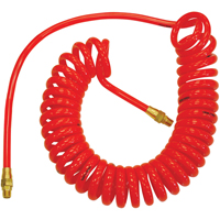 Flexcoil Self-Storing Polyurethane Air Hoses With Fittings, Air, 1/4" ID x 15' L, Polyurethane, 140 PSI at 23 °C Pryde Industrial Inc.