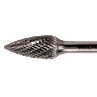 Double Cut Tapered Burr, SG-44, 1/8" Dia., 1/8" Shank, 1/2" Depth of Cut Pryde Industrial Inc.