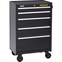 300 Series Rolling Tool Cabinet, 5 Drawers, 26-1/2" W x 18" D x 40-1/2" H, Black Pryde Industrial Inc.