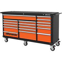 Armoire roulante, 17 tiroirs, 71" la x 24" p x 41" h, Noir/Orange Pryde Industrial Inc.