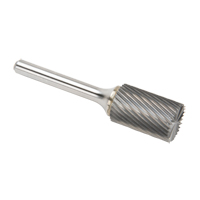 CLEVELAND Solid Carbide Burrs - Cylinder Shape with End Cut, SB-6, 3/5" Dia., 1/4" Shank, 24.4 mm Depth of Cut Pryde Industrial Inc.