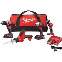 Ensemble quatre outils sans fil combin&eacute;s M18, Lithium-ion, 18 V Pryde Industrial Inc.