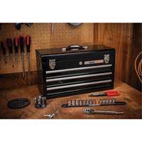 Boîte &agrave; outils portative, 20" la, 3 tiroirs, Noir Pryde Industrial Inc.