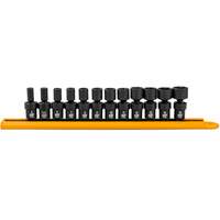 Jeu de 12 douilles m&eacute;triques flexibles universelles &agrave; chocs 1/4" &agrave; 6 pans Pryde Industrial Inc.