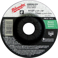 Grinding Wheel, 4-1/2" x 1/4", 7/8" Arbor, Silicon Carbide, Type 27 Pryde Industrial Inc.
