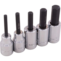 Hex Head Socket Set, Hex, 3/8" Drive, 5 Pcs Pryde Industrial Inc.