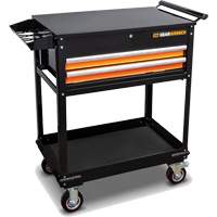 Utility Cart, 2 Drawers, 32-1/2" W x 42" H, Black/Orange Pryde Industrial Inc.