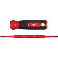 2-in-1 1000V Insulated Flip Shank Multi-Bit Screwdriver, 8-4/5" L, Cushion Grip Handle Pryde Industrial Inc.