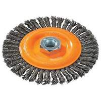 Brosse &agrave; fils nou&eacute;s pour cordons de soudure, Dia. 4", Fils 0,02", Arbre 5/8"-11, Acier Pryde Industrial Inc.