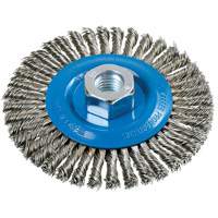 Brosse &agrave; fils nou&eacute;s pour cordons de soudure, Dia. 4-1/2", Fils 0,02", Arbre 5/8"-11, Aluminium/Acier inoxydable Pryde Industrial Inc.
