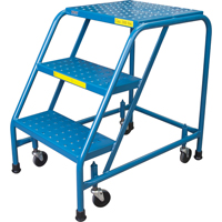 Rolling Step Ladder, 3 Steps, 18" Step Width, 28" Platform Height, Steel Pryde Industrial Inc.