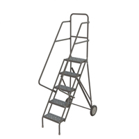 Steel Rolling Ladder, 5 Steps, 16" Step Width, 50" Platform Height, Steel Pryde Industrial Inc.