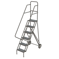 Steel Rolling Ladder, 6 Steps, 16" Step Width, 60" Platform Height, Steel Pryde Industrial Inc.