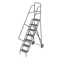 Steel Rolling Ladder, 7 Steps, 16" Step Width, 70" Platform Height, Steel Pryde Industrial Inc.
