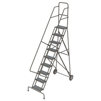 Steel Rolling Ladder, 9 Steps, 16" Step Width, 90" Platform Height, Steel Pryde Industrial Inc.