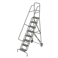 Rolling Ladder, 8 Steps, Serrated, 86" High Pryde Industrial Inc.