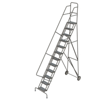 Rolling Ladder, 12 Steps, Serrated, 126" High Pryde Industrial Inc.