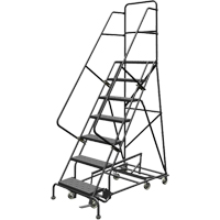 All Directional Rolling Ladder, 7 Steps, 24" Step Width, 70" Platform Height, Steel Pryde Industrial Inc.