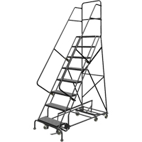 All Directional Rolling Ladder, 8 Steps, 24" Step Width, 80" Platform Height, Steel Pryde Industrial Inc.