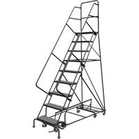 All Directional Rolling Ladder, 9 Steps, 24" Step Width, 90" Platform Height, Steel Pryde Industrial Inc.