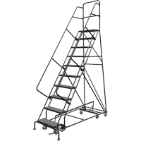 All Directional Rolling Ladder, 10 Steps, 24" Step Width, 100" Platform Height, Steel Pryde Industrial Inc.