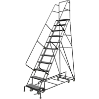 All Directional Rolling Ladder, 11 Steps, 24" Step Width, 110" Platform Height, Steel Pryde Industrial Inc.