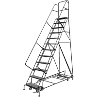 All Directional Rolling Ladder, 12 Steps, 24" Step Width, 120" Platform Height, Steel Pryde Industrial Inc.