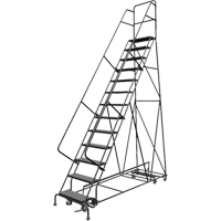 All Directional Rolling Ladder, 13 Steps, 24" Step Width, 130" Platform Height, Steel Pryde Industrial Inc.