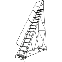 All Directional Rolling Ladder, 15 Steps, 24" Step Width, 150" Platform Height, Steel Pryde Industrial Inc.