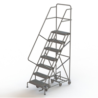 All Directional Rolling Ladder, 7 Steps, 24" Step Width, 70" Platform Height, Steel Pryde Industrial Inc.