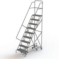 All Directional Rolling Ladder, 9 Steps, 24" Step Width, 90" Platform Height, Steel Pryde Industrial Inc.