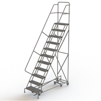 All Directional Rolling Ladder, 11 Steps, 24" Step Width, 110" Platform Height, Steel Pryde Industrial Inc.