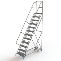 All Directional Rolling Ladder, 12 Steps, 24" Step Width, 120" Platform Height, Steel Pryde Industrial Inc.