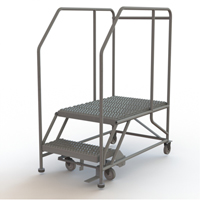 Mobile Work Platform, Steel, 2 Steps, 20" H, 35" D, 24" Step, Serrated Pryde Industrial Inc.