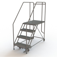 Mobile Work Platform, Steel, 4 Steps, 40" H, 35" D, 24" Step, Serrated Pryde Industrial Inc.