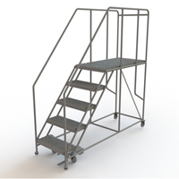 Mobile Work Platform, Steel, 5 Steps, 50" H, 47" D, 24" Step, Serrated Pryde Industrial Inc.