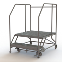 Mobile Work Platform, Steel, 2 Steps, 20" H, 36" D, 36" Step, Serrated Pryde Industrial Inc.