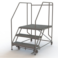 Mobile Work Platform, Steel, 3 Steps, 30" H, 36" D, 36" Step, Serrated Pryde Industrial Inc.