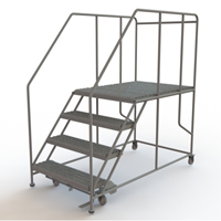 Mobile Work Platform, Steel, 4 Steps, 40" H, 48" D, 36" Step, Serrated Pryde Industrial Inc.