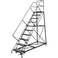 Safety Slope Rolling Ladder, 9 Steps, Perforated, 50° Incline, 90" High Pryde Industrial Inc.