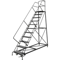 Safety Slope Rolling Ladder, 11 Steps, Perforated, 50° Incline, 110" High Pryde Industrial Inc.