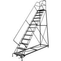 Safety Slope Rolling Ladder, 13 Steps, Perforated, 50° Incline, 130" High Pryde Industrial Inc.