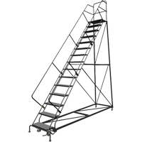 Safety Slope Rolling Ladder, 15 Steps, Perforated, 50° Incline, 150" High Pryde Industrial Inc.